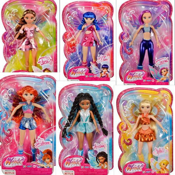 Set 6 Playmates Winx Club 10.5" Fairy Dolls Flora Stella Bloom Musa Tecna Aisha - Picture 1 of 8
